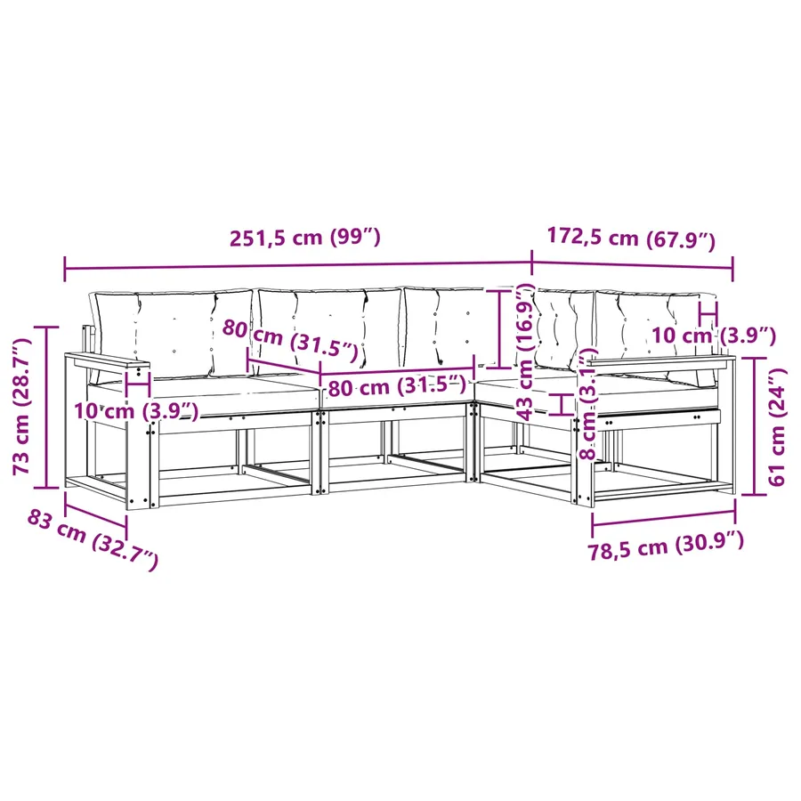 Ensemble de canapés d'extérieur 3 pcs Blanc et gris clair - 7