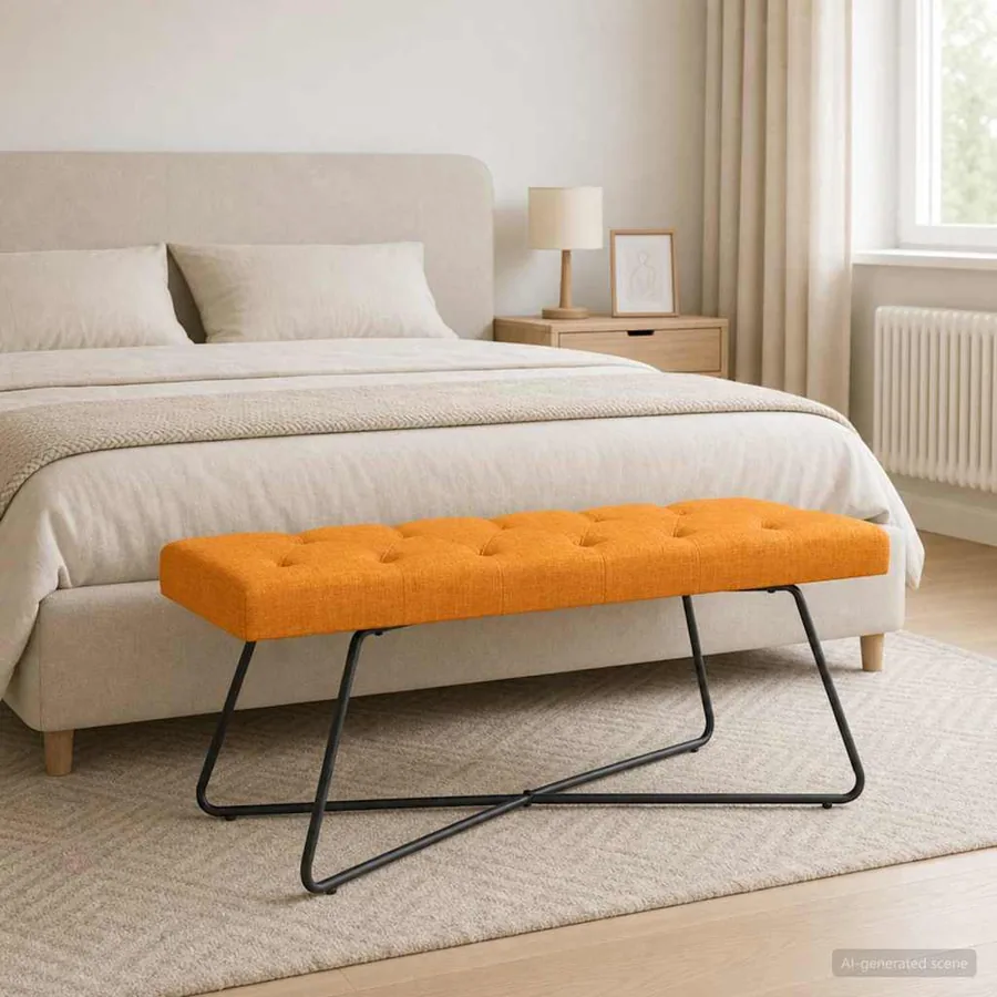 Banc avec capitonnage bouton Jaune foncé 110 x 40 x 46 cm Tissu