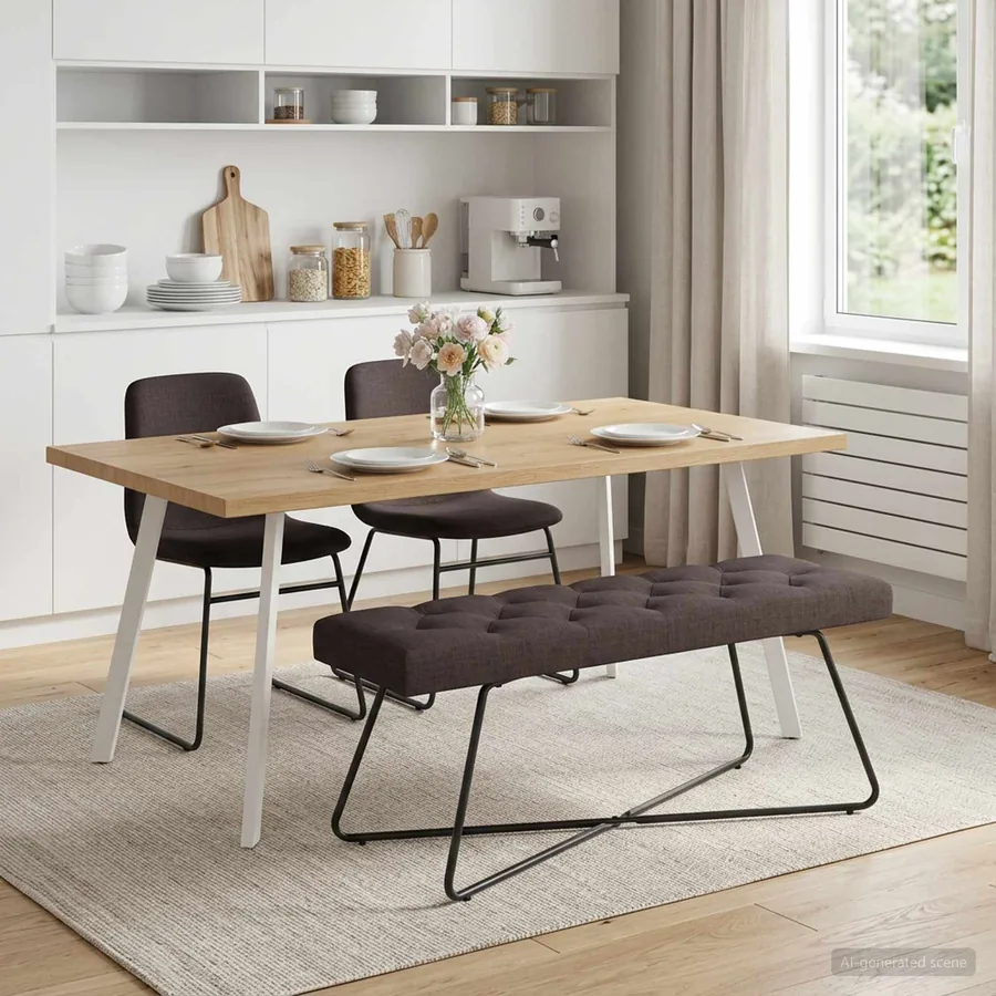Banc avec capitonnage bouton Marron foncé 110 x 40 x 46 cm