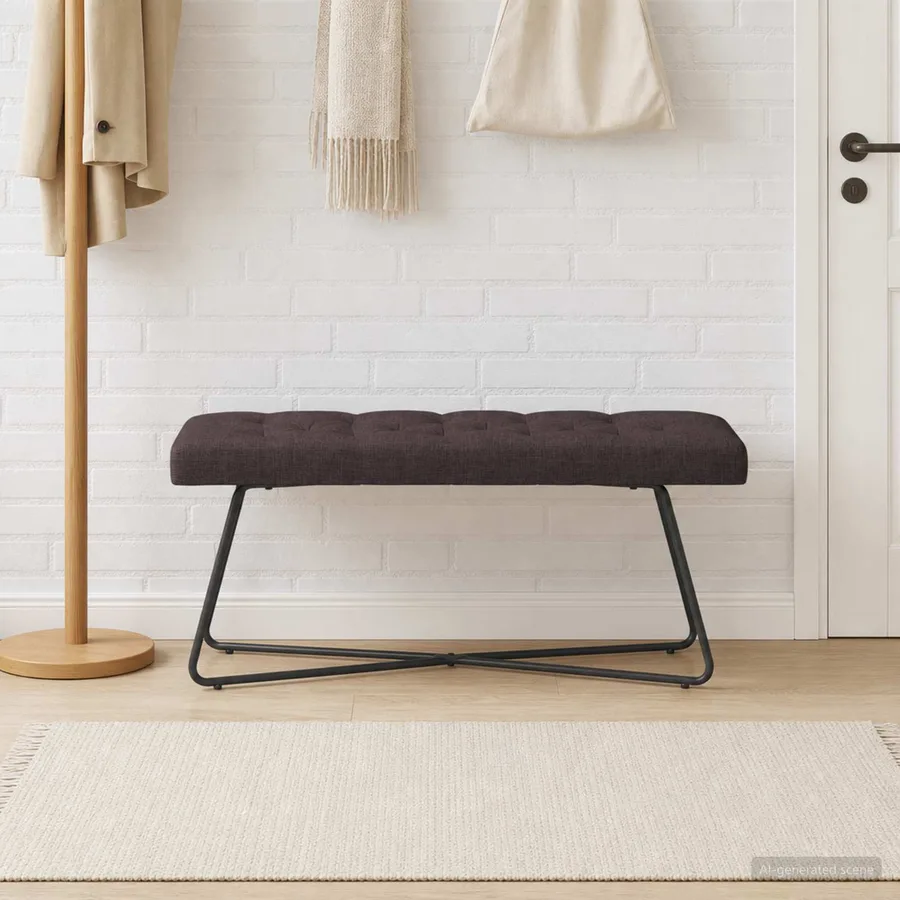 Banc avec capitonnage bouton Marron foncé 110 x 40 x 46 cm - 3