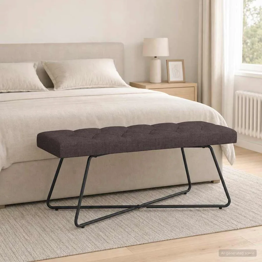 Banc avec capitonnage bouton Marron foncé 110 x 40 x 46 cm - 4
