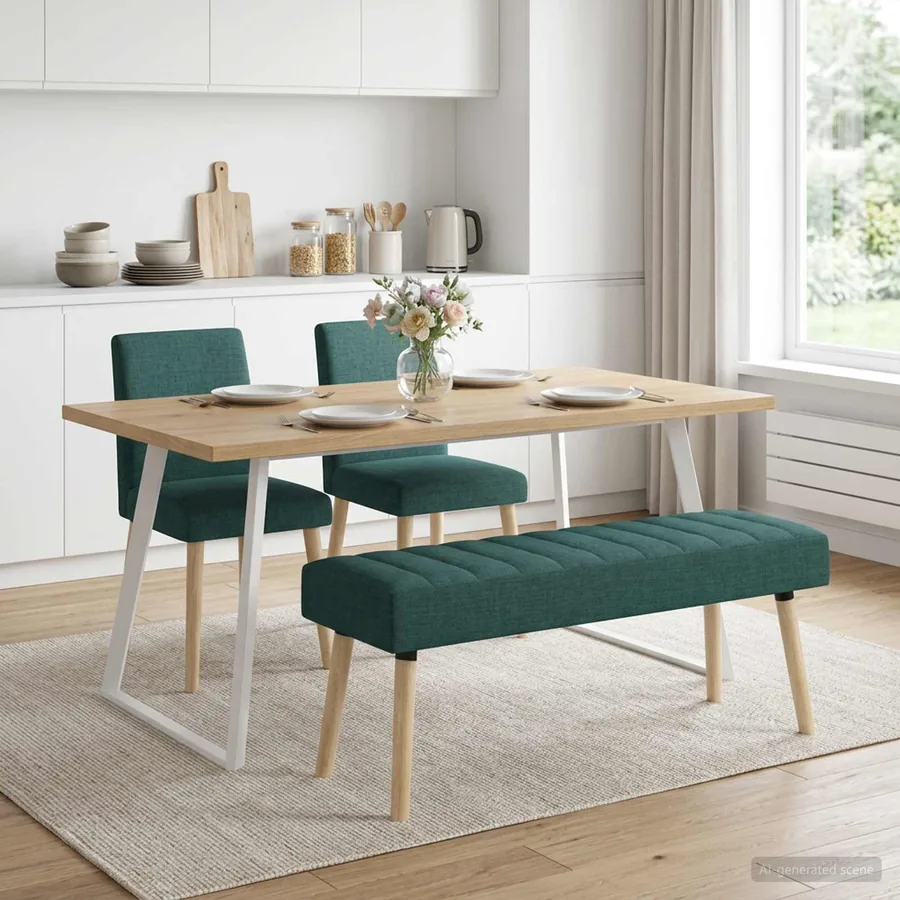 Banc capitonné canal Vert foncé 110 x 40 x 46 cm Tissu