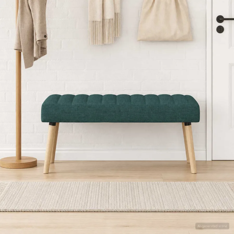 Banc capitonné canal Vert foncé 110 x 40 x 46 cm Tissu - 4