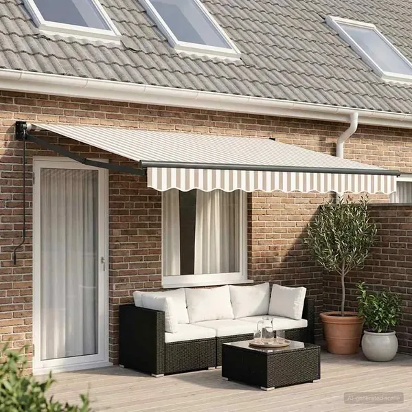 Auvent rétractable Gris clair et blanc 4,5 × 3 m