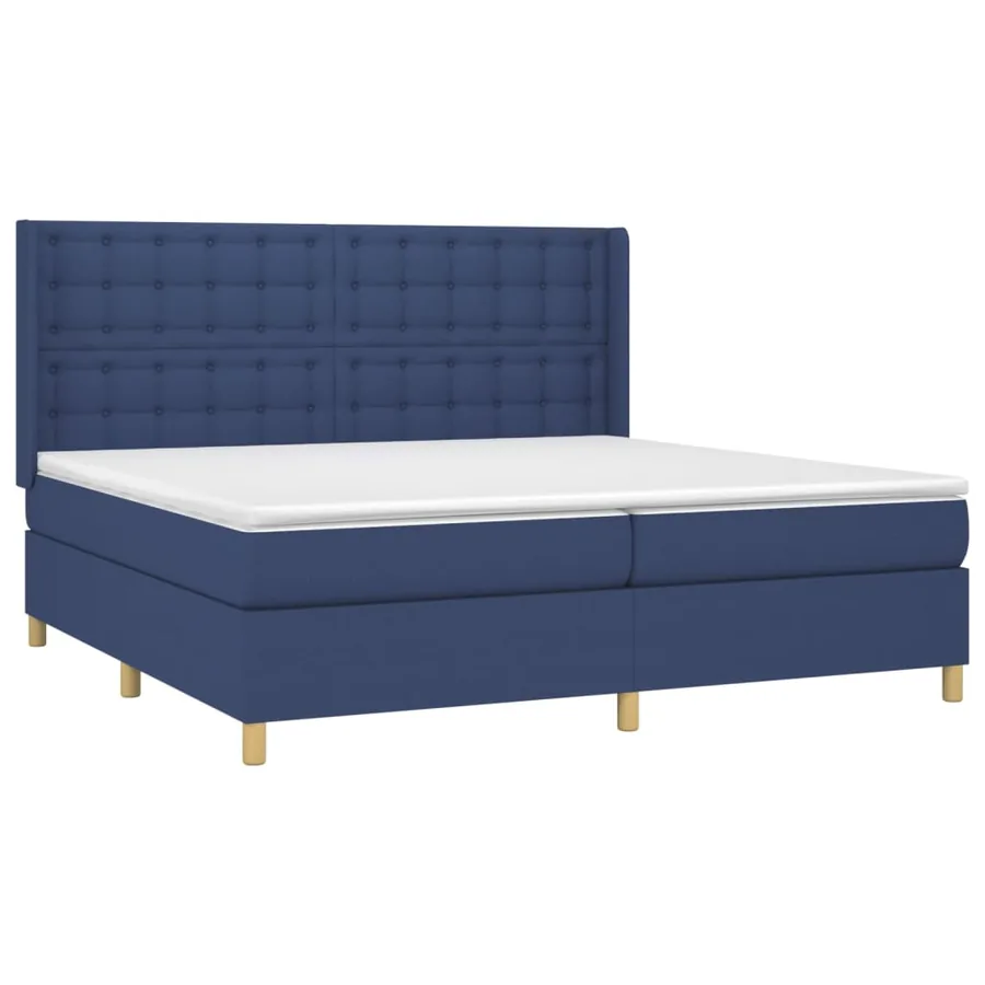 Sommier à lattes de lit avec matelas Bleu 200x200 cm Tissu - 3