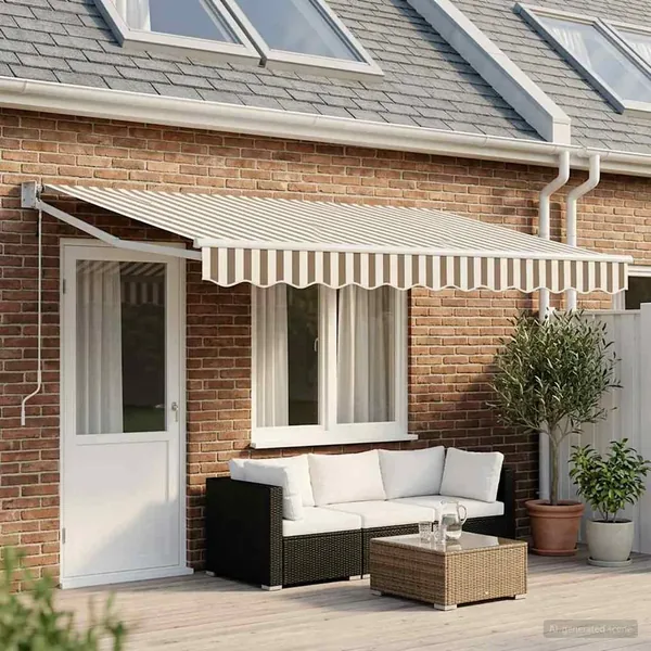 Auvent rétractable Gris clair et blanc 4,5 × 3 m