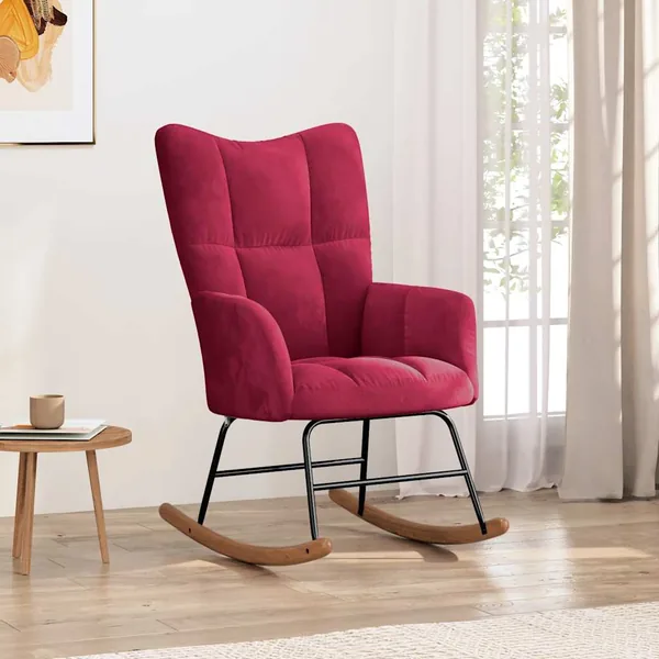 Chaise à bascule Rouge bordeaux Velours