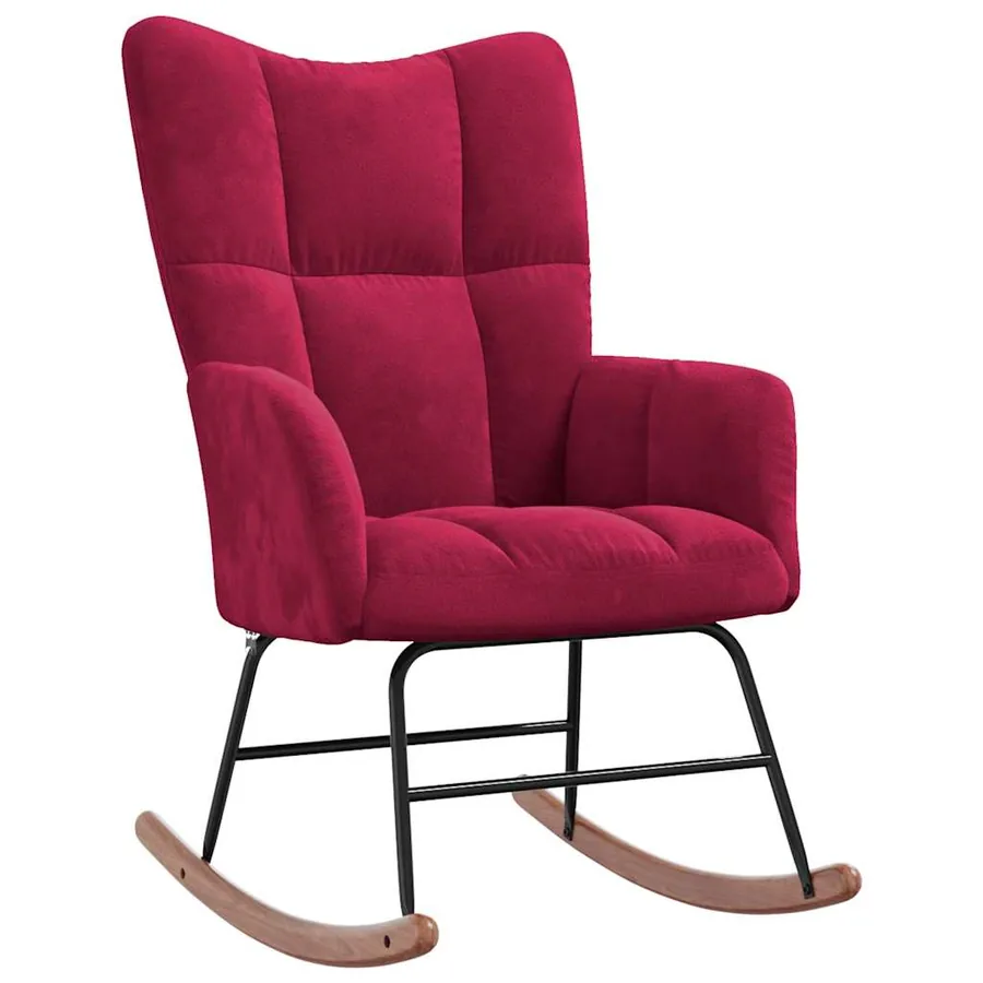 Chaise à bascule Rouge bordeaux Velours - 2