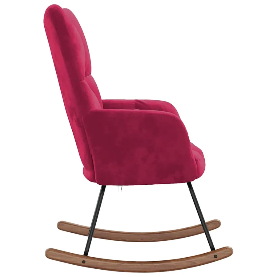 Chaise à bascule Rouge bordeaux Velours - 5