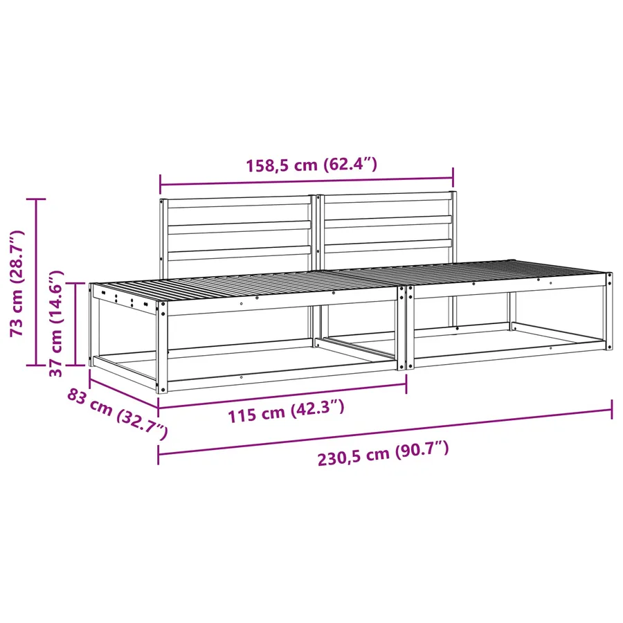 Ensemble de canapés d'extérieur Blanc 230,5 x 83 x 73 cm - 7