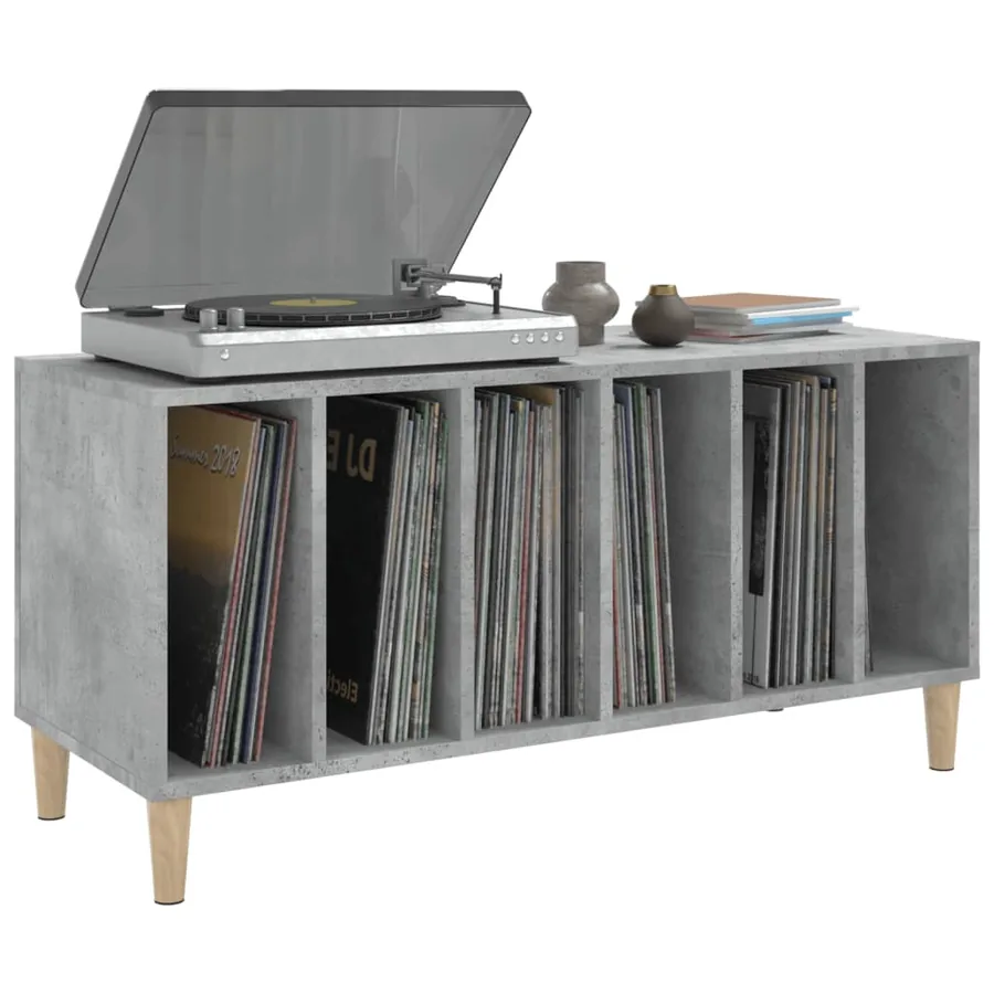 Armoire à disques gris béton 100x38x48 cm bois d'ingénierie - 4
