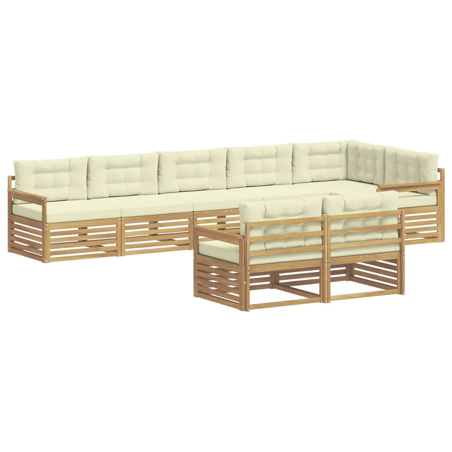 Ensemble de canapés d'extérieur 8 pc Blanc et crème Polyester - 2