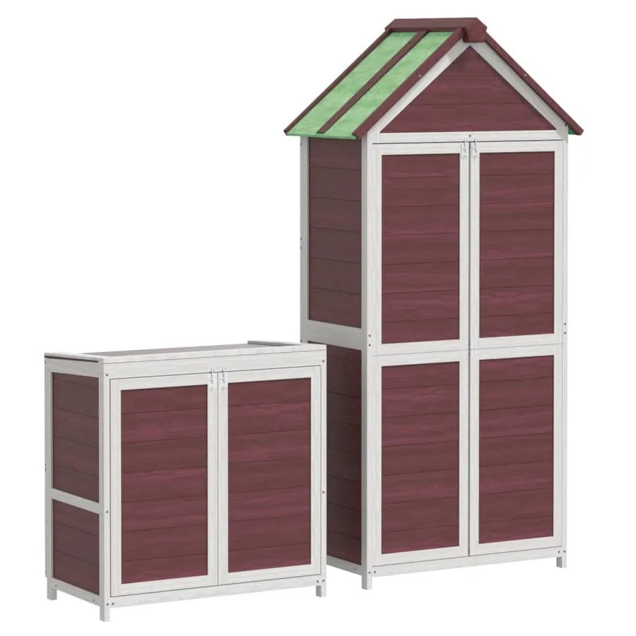 Ensemble de remise à outils de jardin 2 pcs moka pin massif - 7