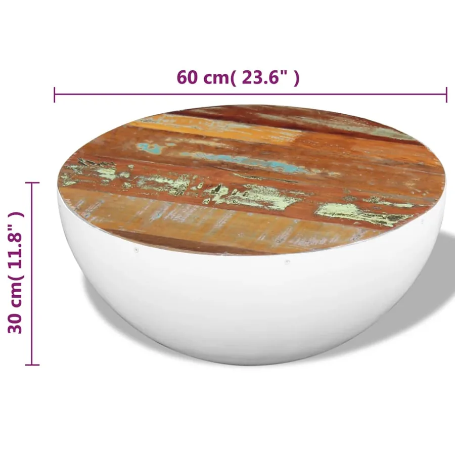 Table basse Forme de bol Bois de récupération massif 60x60x30cm - 7