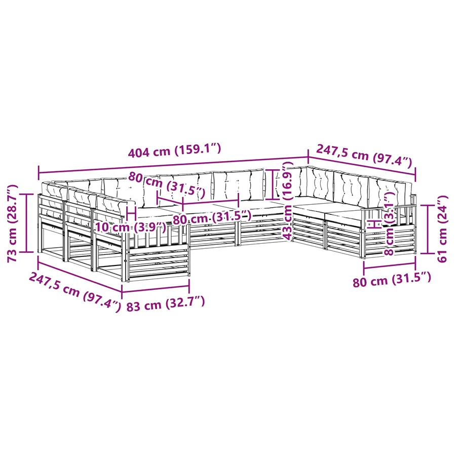 Ensemble de canapés d'extérieur 9 pc Blanc et anthracite - 8