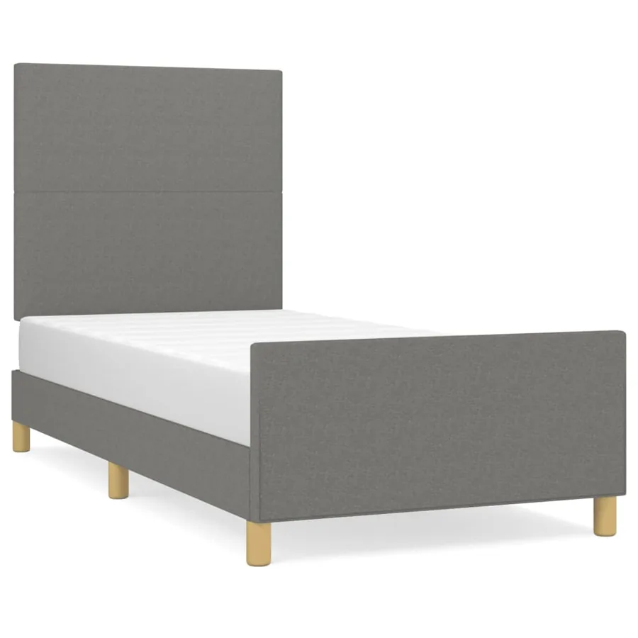 Cadre de lit sans matelas gris foncé 100x200 cm tissu - 2