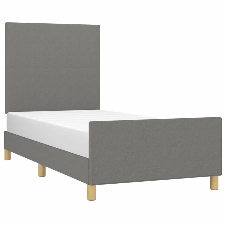 Cadre de lit sans matelas gris foncé 100x200 cm tissu - 3