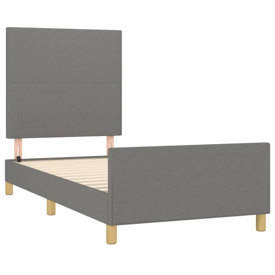 Cadre de lit sans matelas gris foncé 100x200 cm tissu - 4