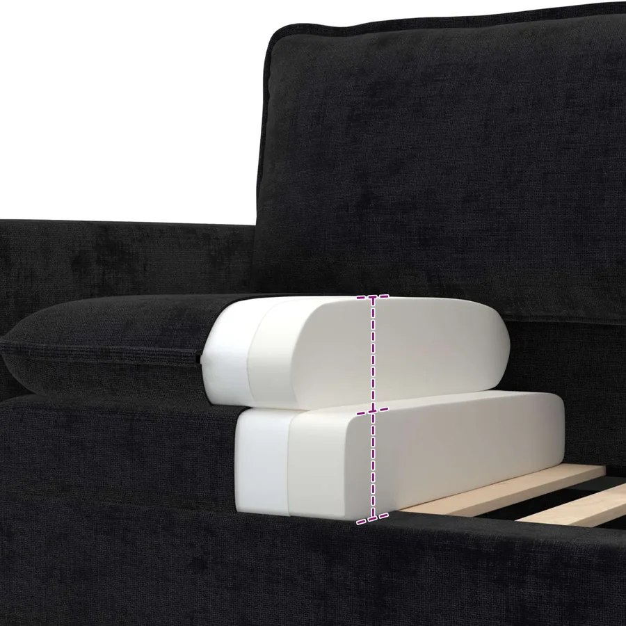 Ensemble de Canapés 2 pcs Noir Polyester - 6