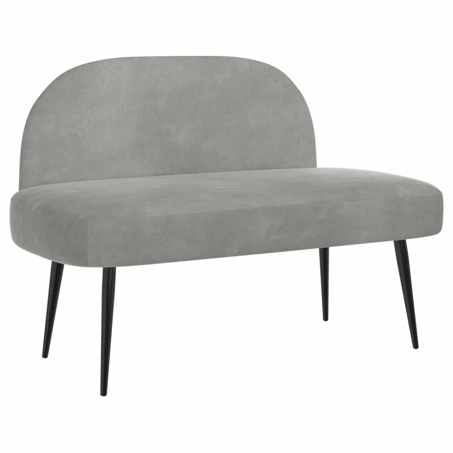 Banc rembourré avec dossier Gris clair 110 x 60 x 76 cm Velours - 2