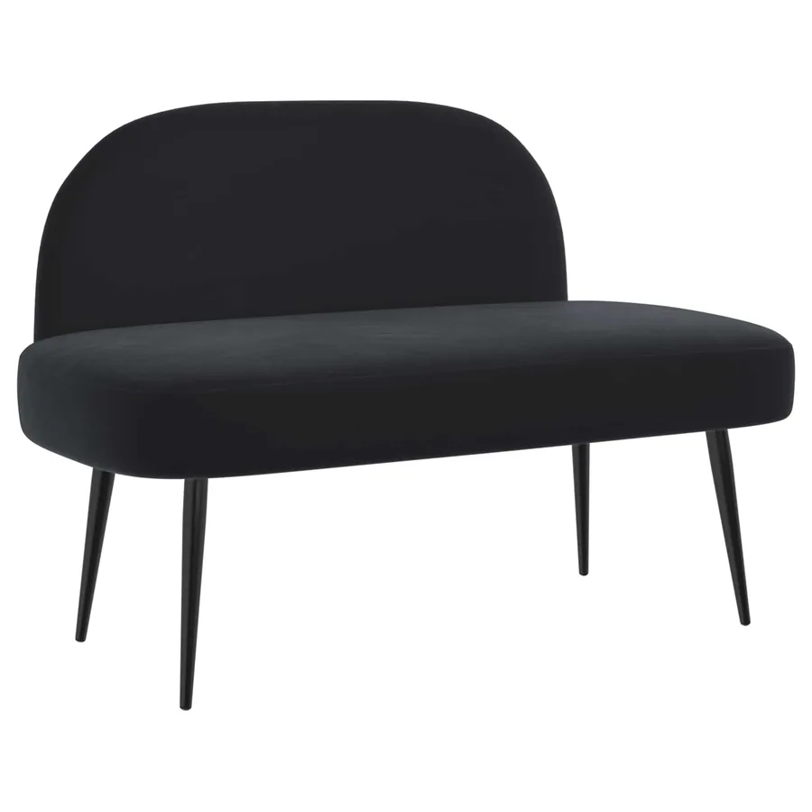 Banc rembourré avec dossier Noir 110 x 60 x 76 cm Velours - 2