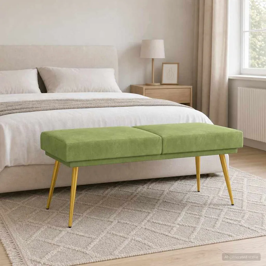 Banc à double couche Vert clair 120 x 45 x 46 cm Velours