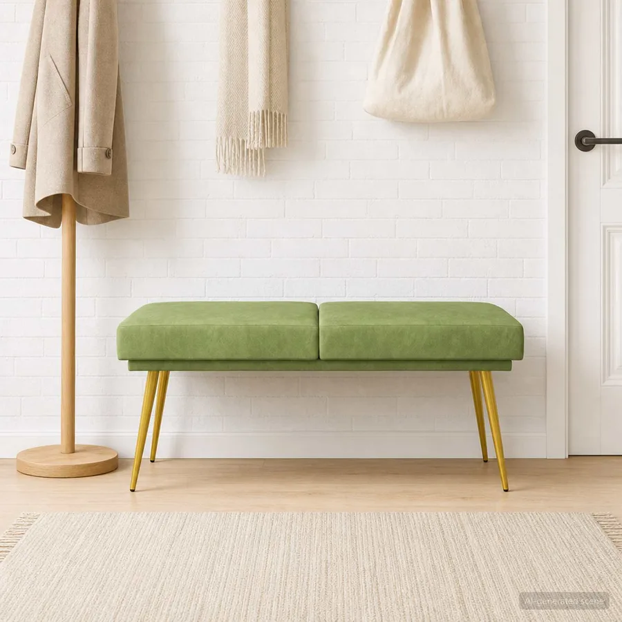 Banc à double couche Vert clair 120 x 45 x 46 cm Velours - 4