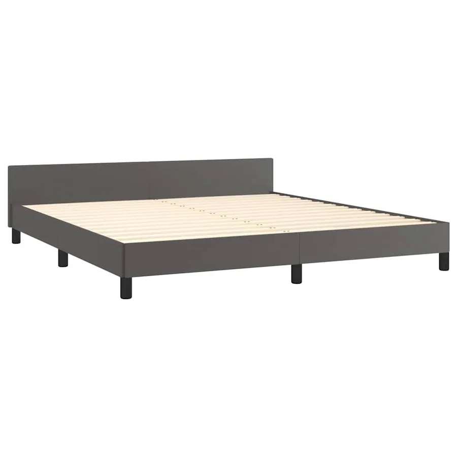 Cadre de lit avec tête de lit sans matelas gris 160x200 cm - 4