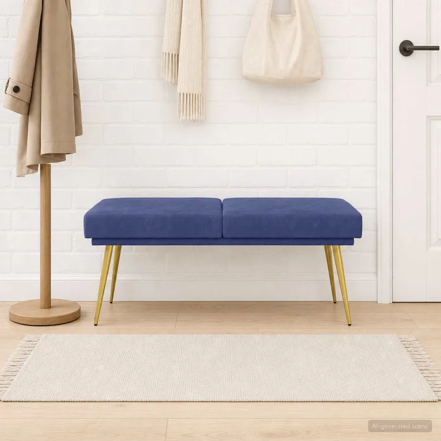 Banc à double couche Bleu police 120 x 45 x 46 cm Velours - 3