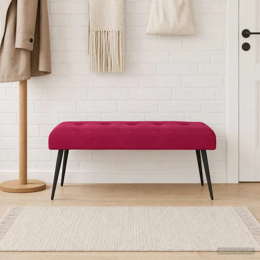 Banc avec capitonnage bouton Bordeaux 110 x 40 x 46 cm Velours
