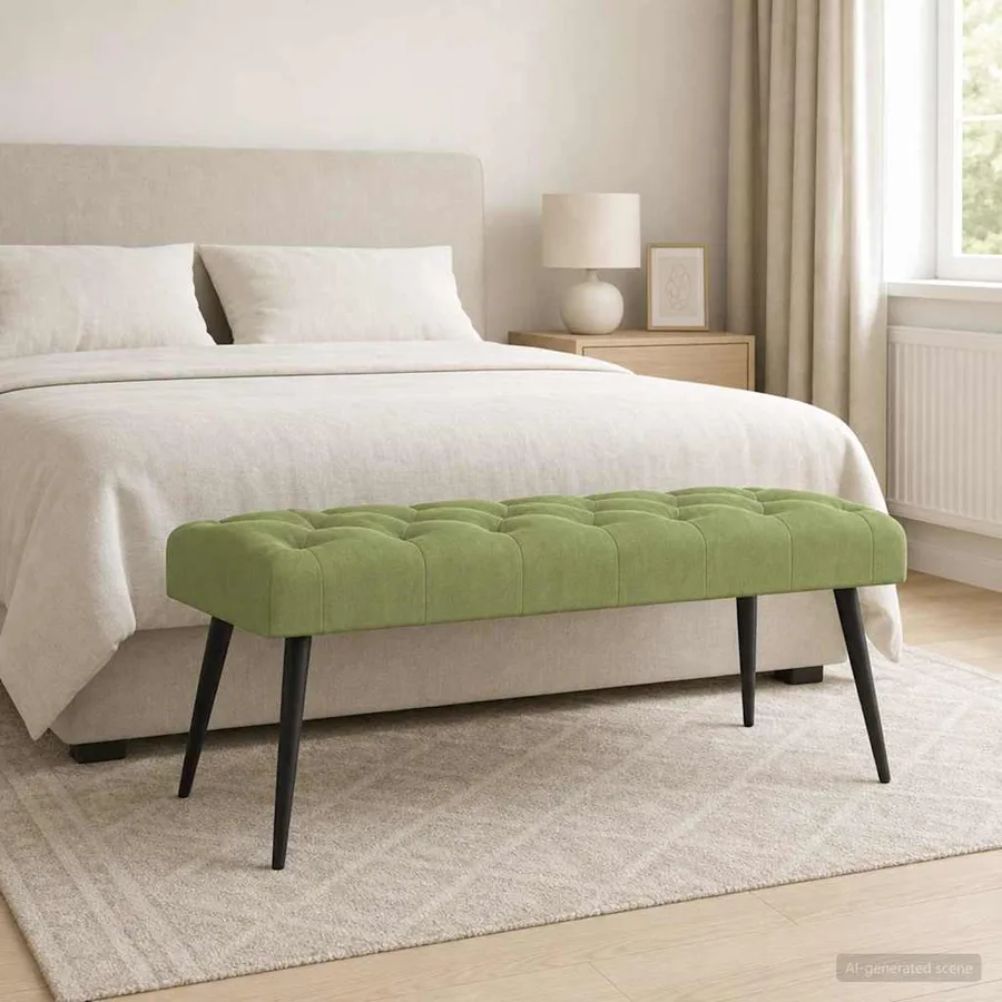 Banc avec capitonnage bouton Vert clair 110 x 40 x 46 cm - 4