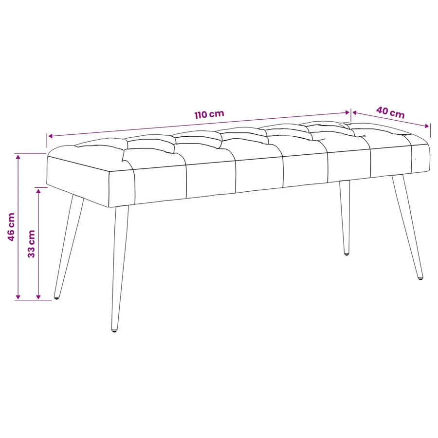 Banc avec capitonnage bouton Vert clair 110 x 40 x 46 cm - 9