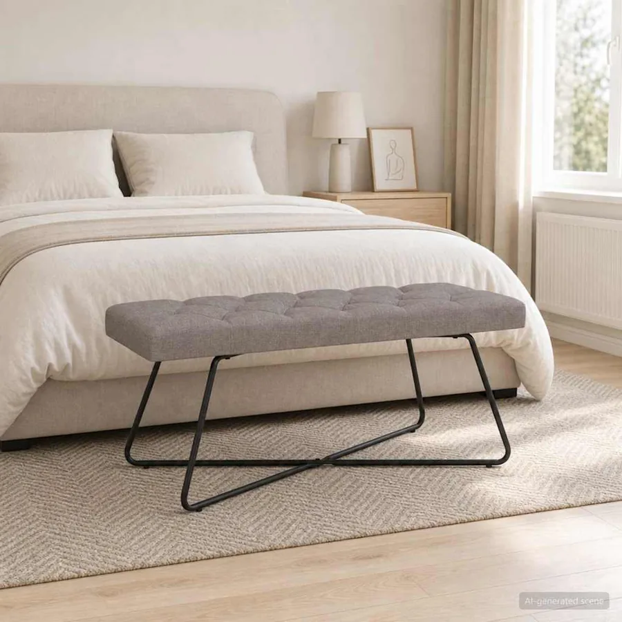 Banc avec capitonnage bouton Taupe 110 x 40 x 46 cm Tissu