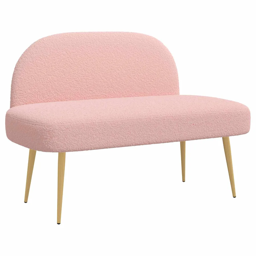 Banc rembourré avec dossier Rose 110 x 60 x 76 cm Bouclé - 2