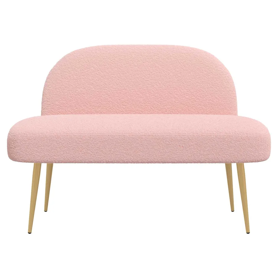 Banc rembourré avec dossier Rose 110 x 60 x 76 cm Bouclé - 3