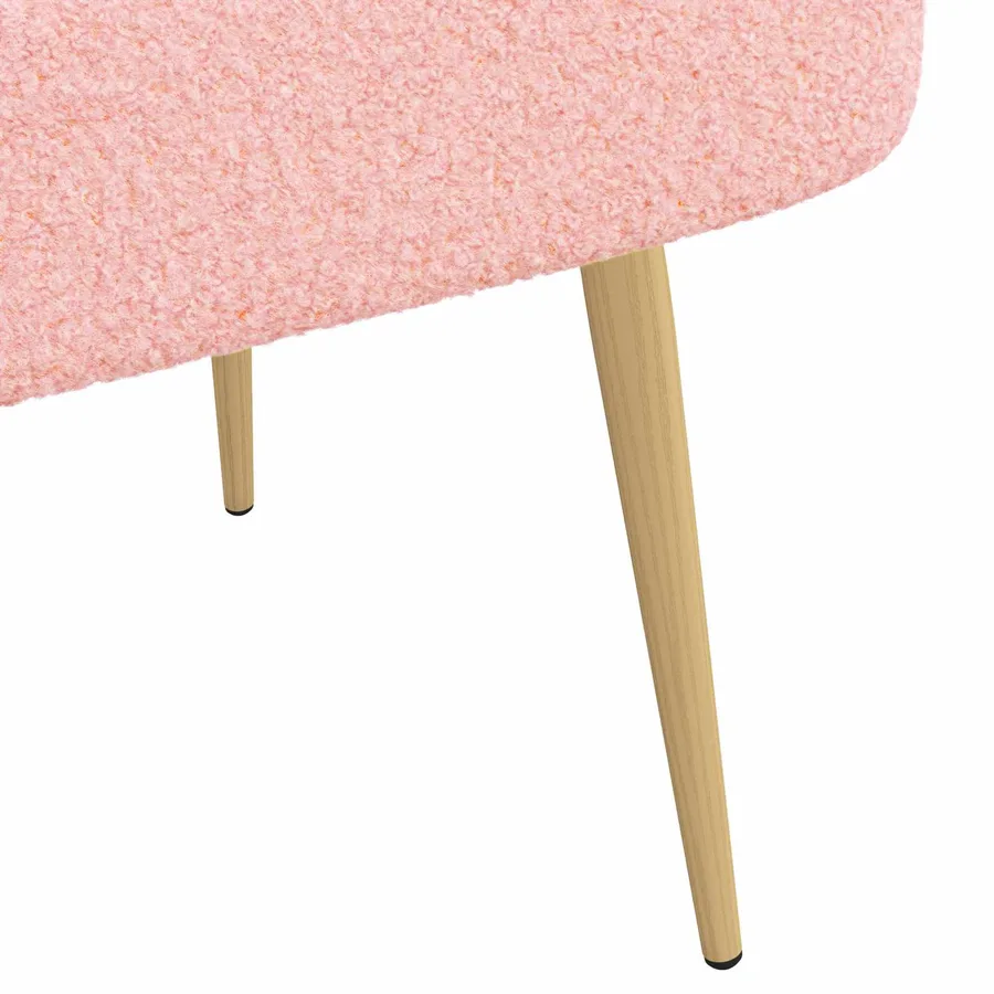 Banc rembourré avec dossier Rose 110 x 60 x 76 cm Bouclé - 6