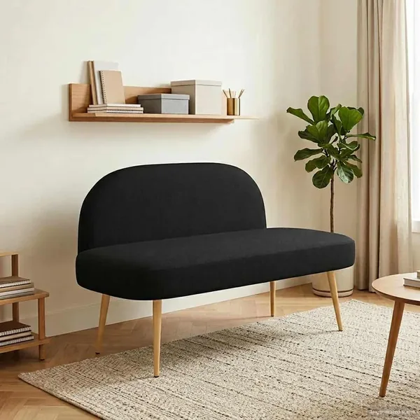 Banc rembourré avec dossier Noir 110 x 60 x 76 cm Polyester