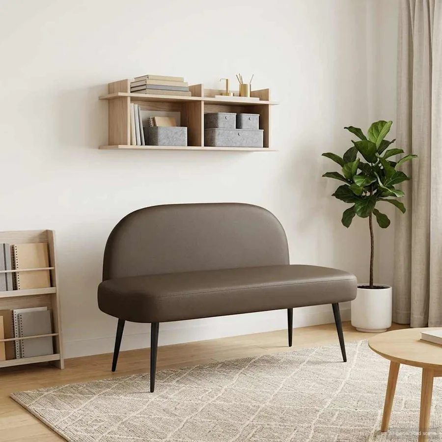 Banc rembourré avec dossier Gris 110 x 60 x 76 cm Simili cuir