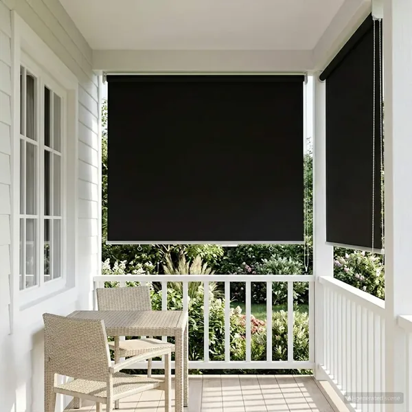 Store roulant extérieur protection UV Noir 105 x 140 cm (L x H)