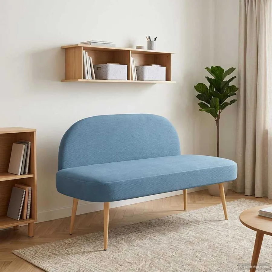 Banc rembourré avec dossier Bleu 110 x 60 x 76 cm