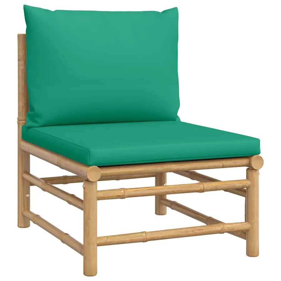 Canapé central de jardin avec coussins vert bambou - 2