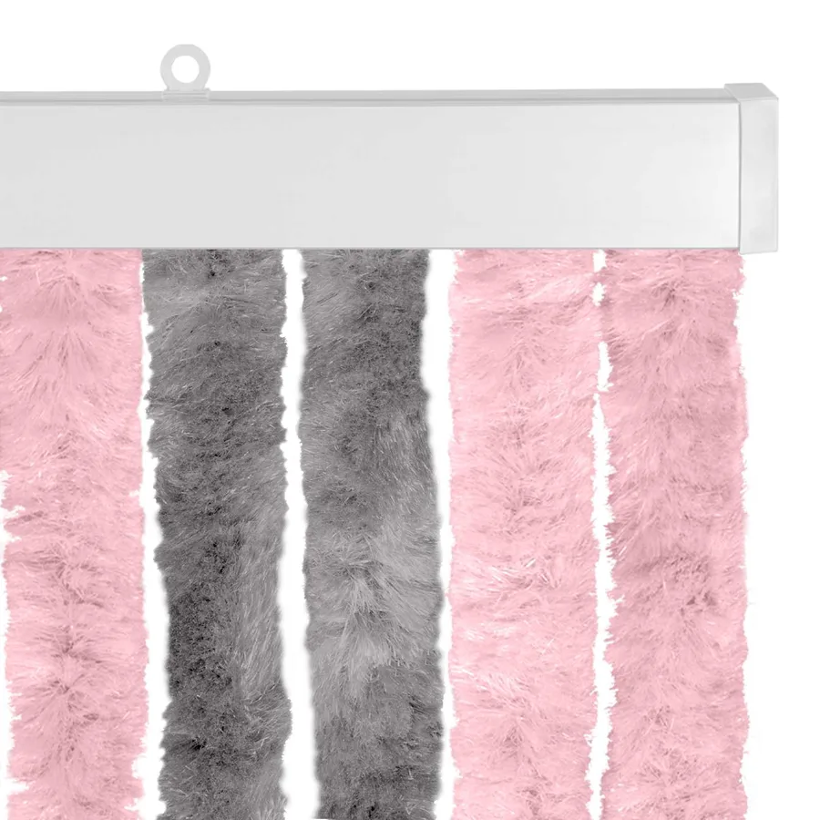 Rideau anti-insectes en chenille Gris Argent et Rose - 4