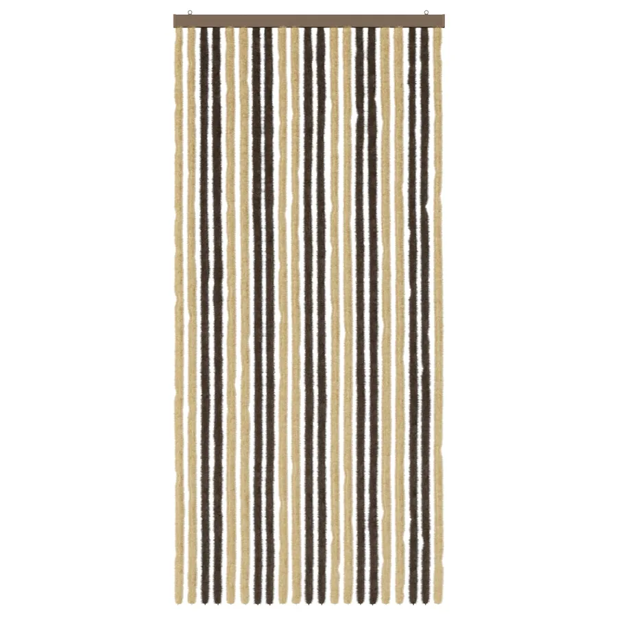 Rideau anti-insectes en chenille Marron foncé et beige - 3