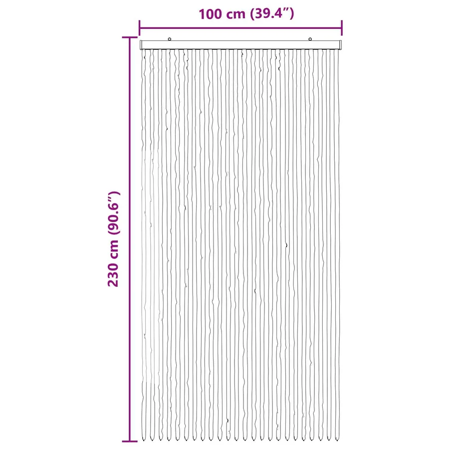 Rideau anti-insectes en chenille Gris et blanc 100 x 230 cm - 6