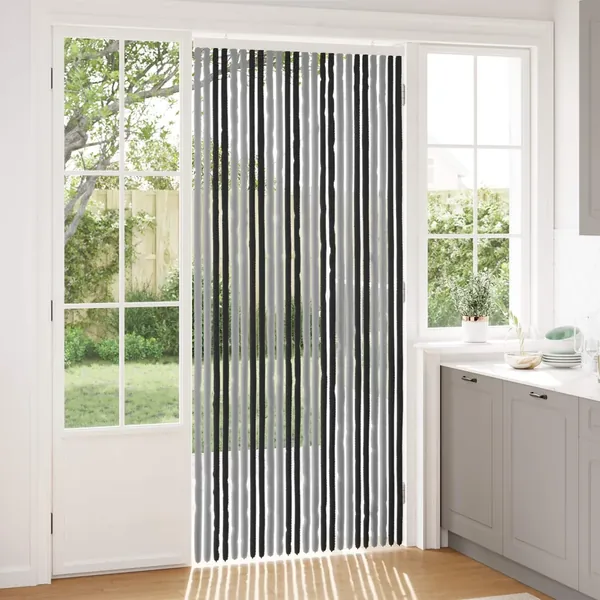 Rideau anti-insectes en chenille Gris et Noir 100 x 230 cm