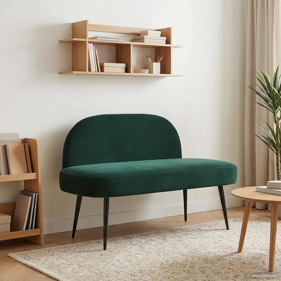 Banc rembourré avec dossier Vert foncé 110 x 60 x 76 cm Velours