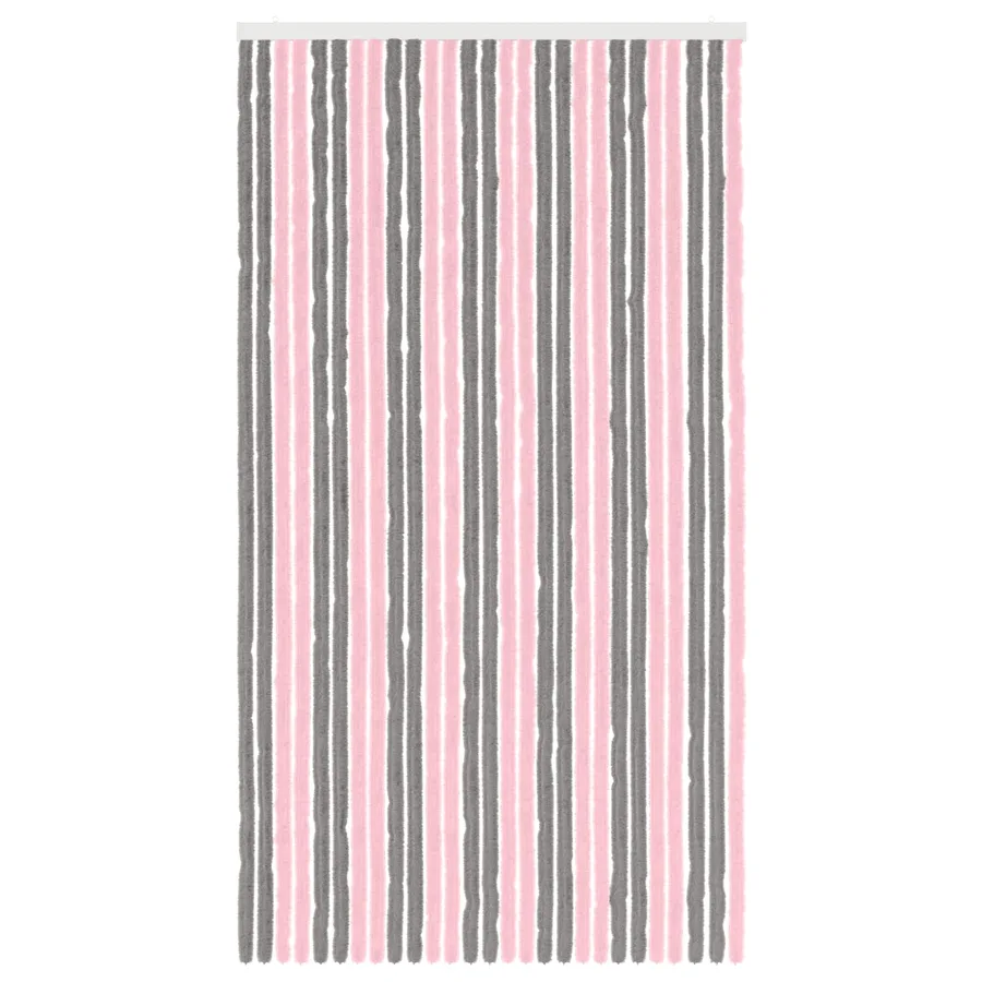 Rideau anti-insectes en chenille Gris Argent et Rose - 3