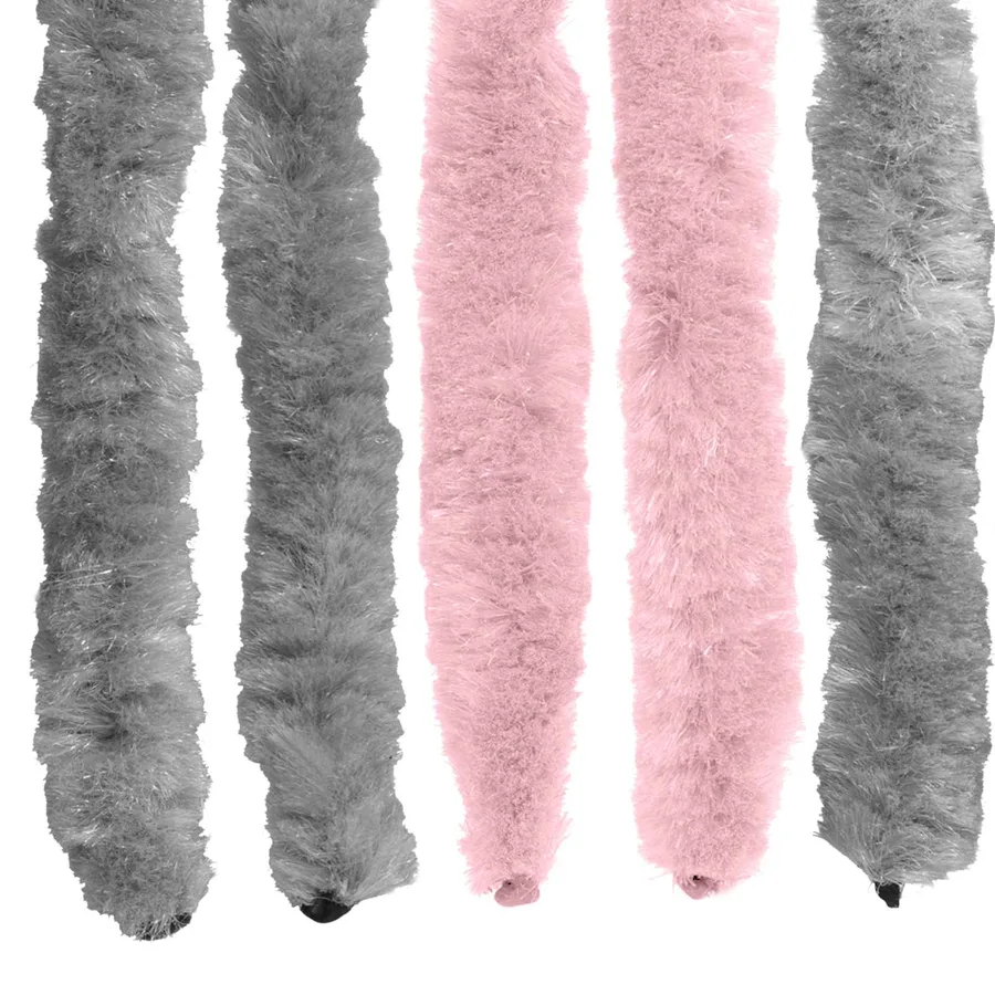 Rideau anti-insectes en chenille Gris Argent et Rose - 5