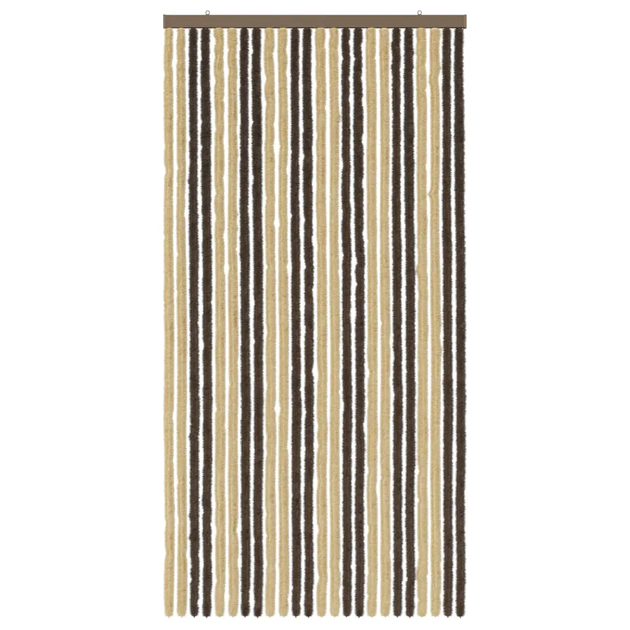 Rideau anti-insectes en chenille Marron foncé et beige - 3