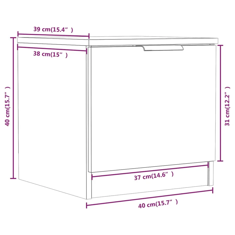 Table de chevet Blanc 40x39x40 cm - 9